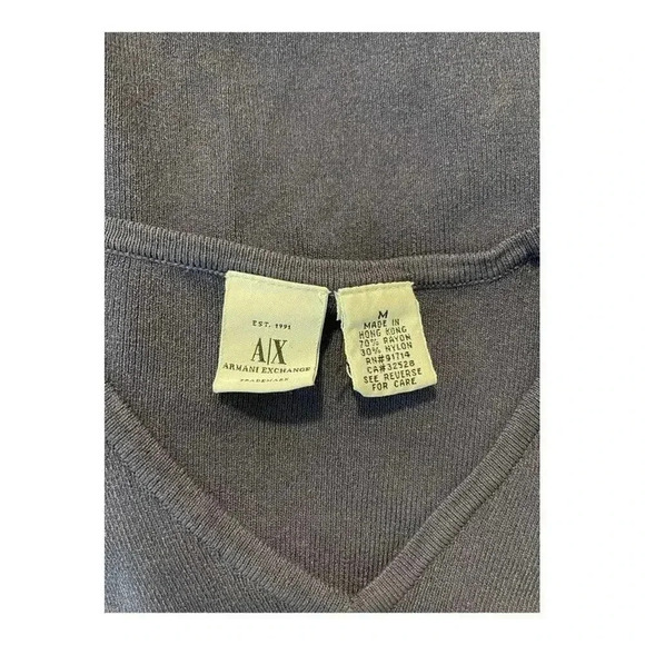 Armani Exchange Women’s Medium Blue Long Sleeved V-Neck Sweater - Picture 4 of 4